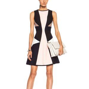 Jonathan Simkhai Pink Black Tan White Colorblock Pattern A-Line Dress Sz 6 $495